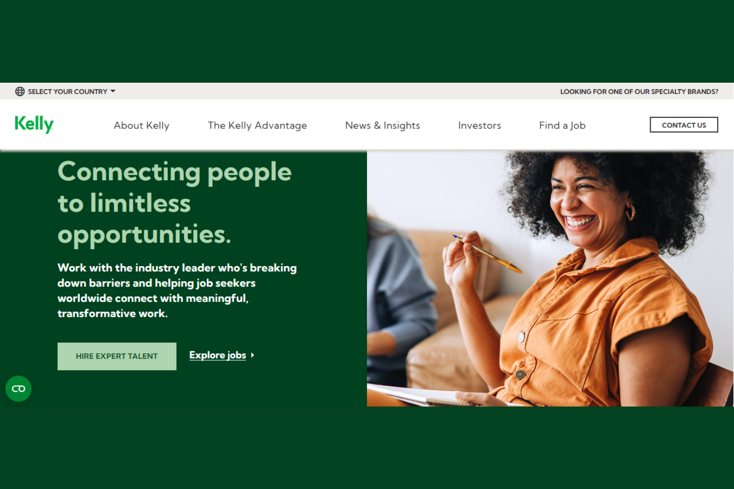 Kelly Services screenshot - 10 mejores agencias de reclutamiento de Nueva York analizadas en 2026