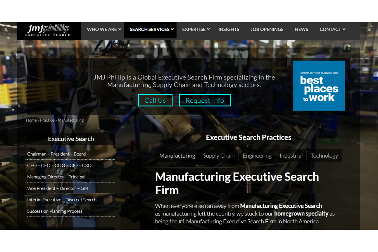 JMJ Phillip screenshot - 10 mejores firmas de reclutamiento industrial analizadas en 2026