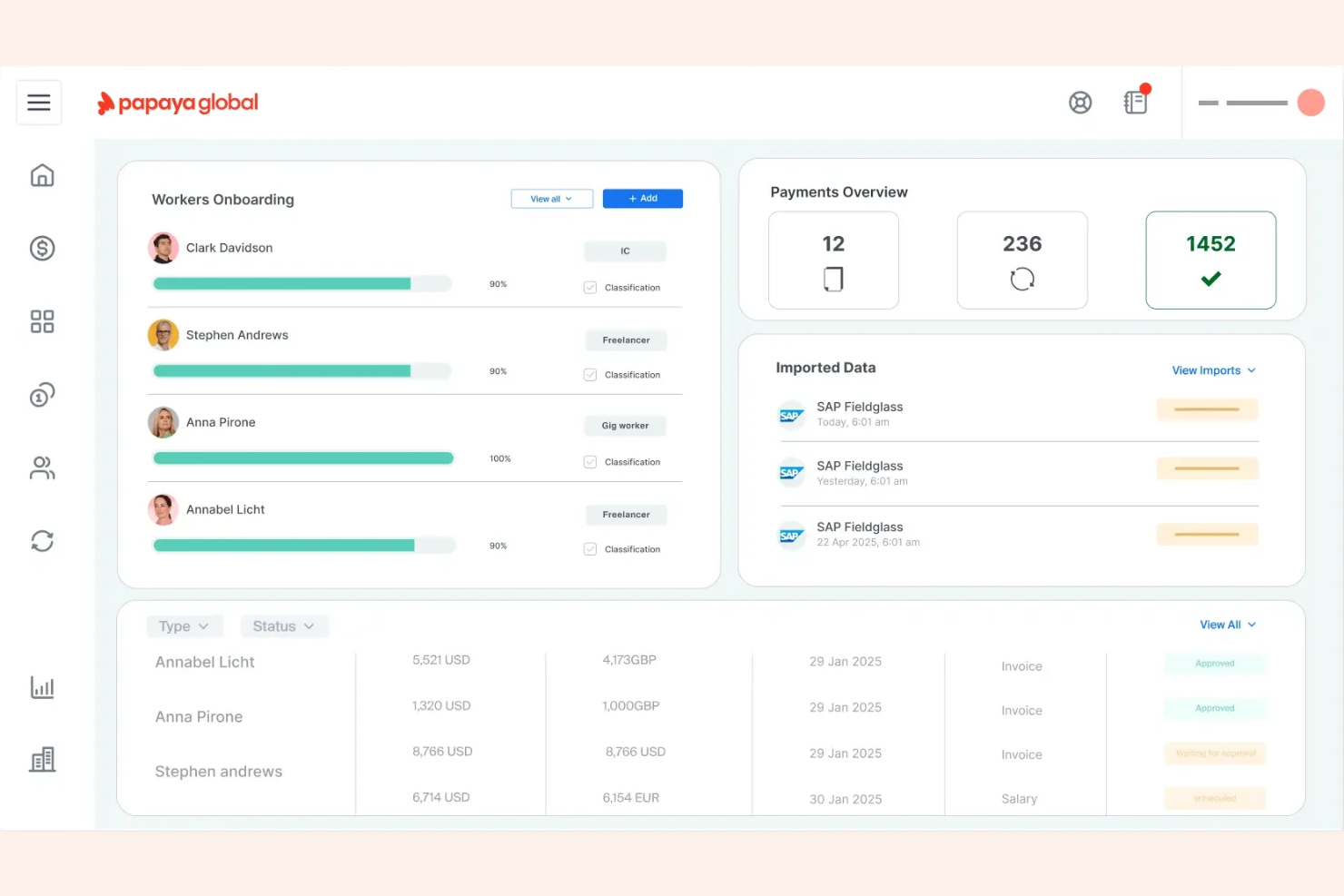 Papaya Global screenshot - Los 10 mejores sistemas globales de información de recursos humanos (HRIS) de 2026: revisados y comparados