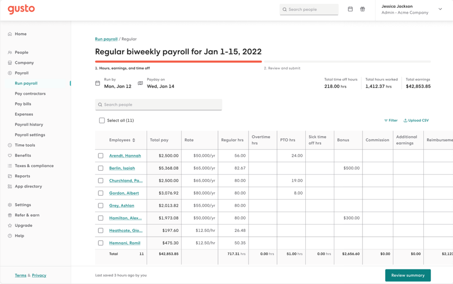 Gusto screenshot - 10 Mejores Alternativas a Zenefits Analizadas en 2026