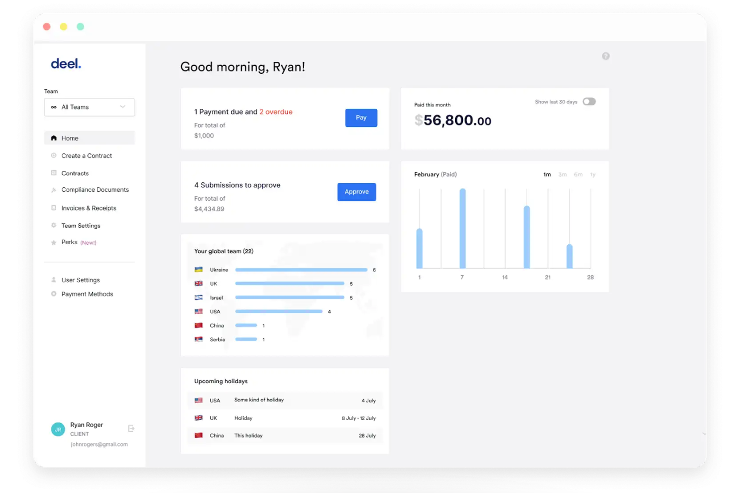 Deel Hire screenshot - 10 Mejores EOR para Startups Tecnológicas en 2026