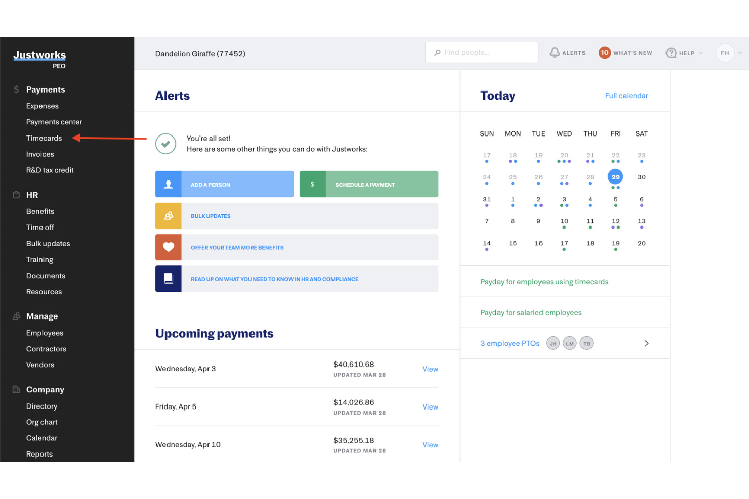 Justworks screenshot - Los 10 mejores proveedores de empleador registrado (EOR) para empresas de servicios digitales en 2026