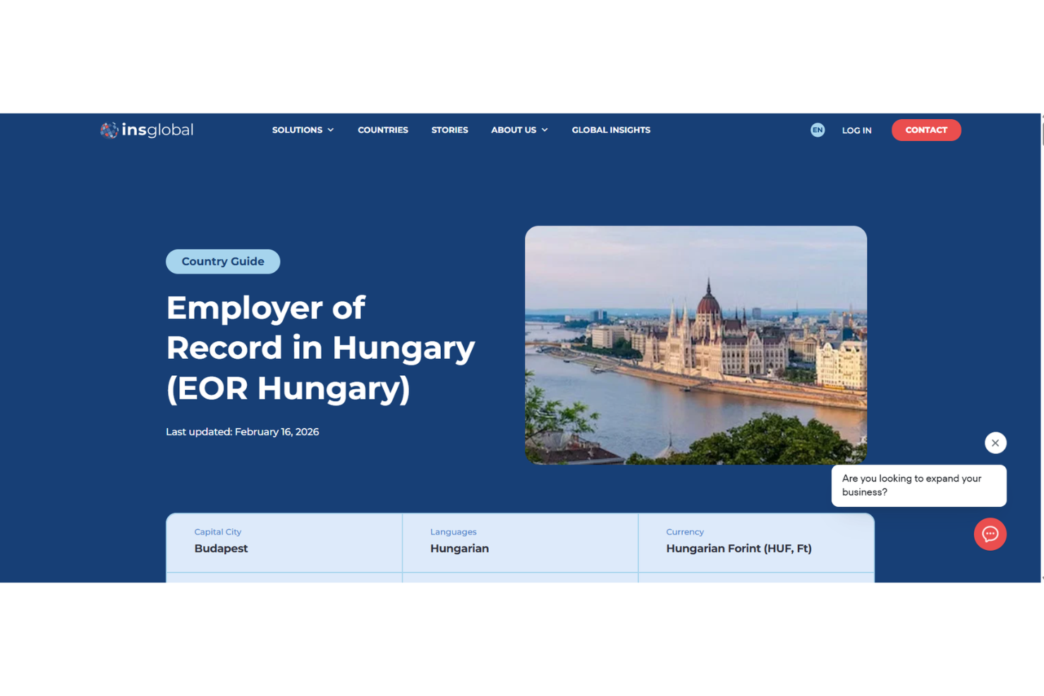 INS Global screenshot - Lista de los 10 mejores servicios de empleador registrado en Hungría en 2026