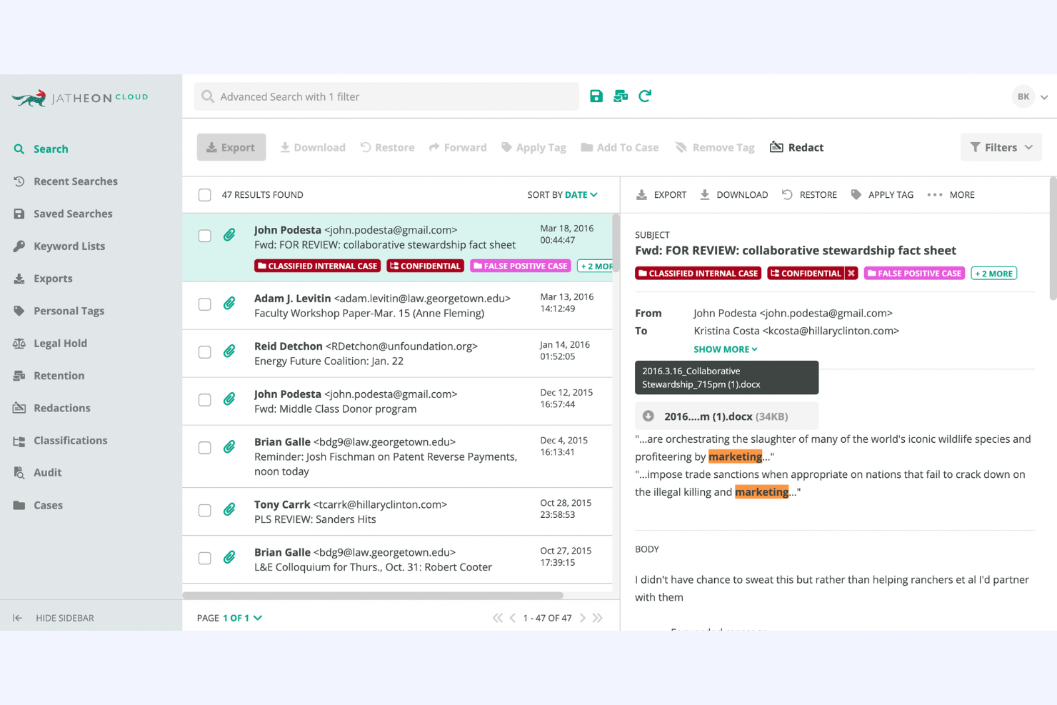 Jatheon screenshot - 10 mejores programas para monitorear el correo electrónico de empleados en 2026 (reseñas)