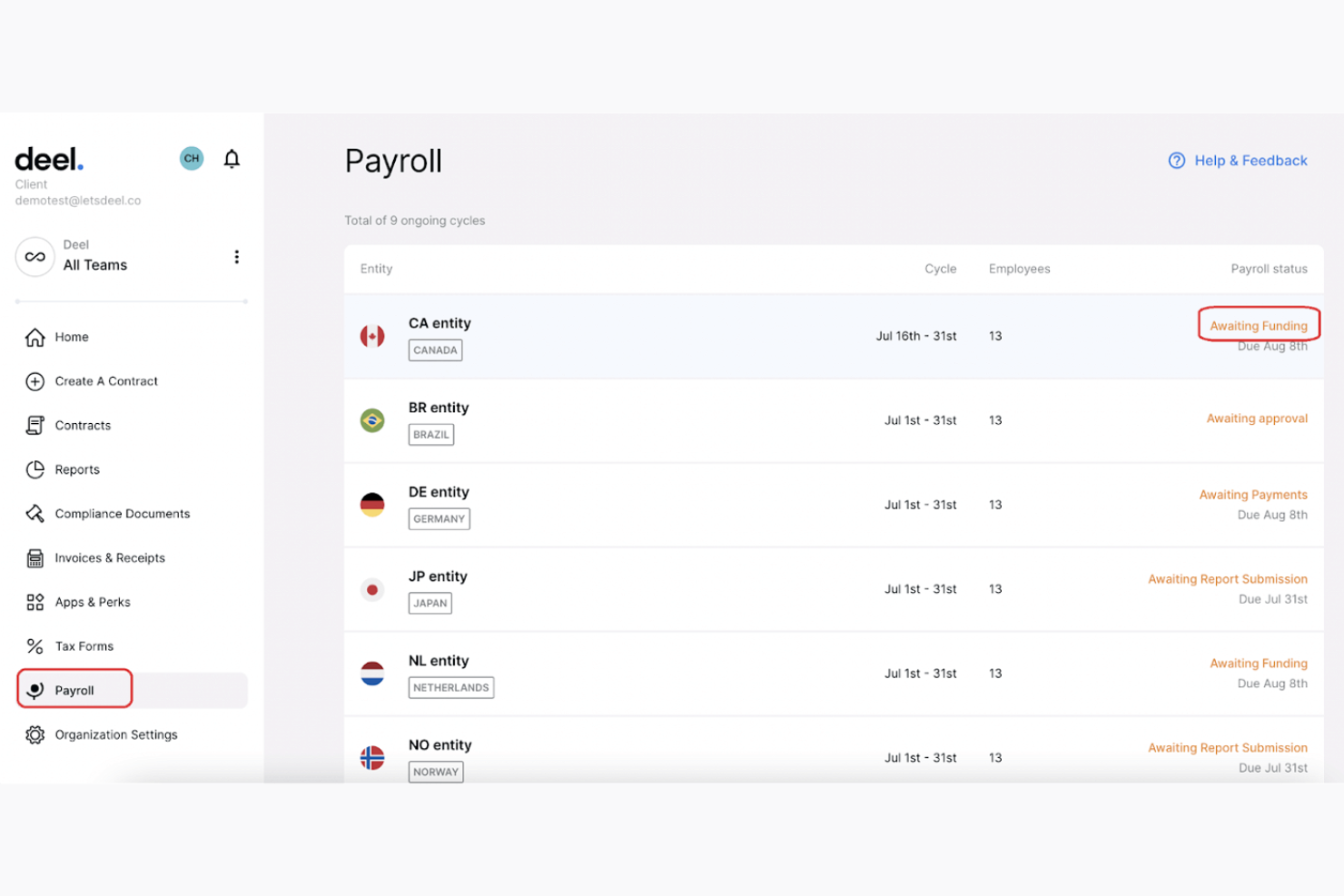 Deel Payroll screenshot - 10 Mejores Servicios de Nómina Baratos Revisados para 2026