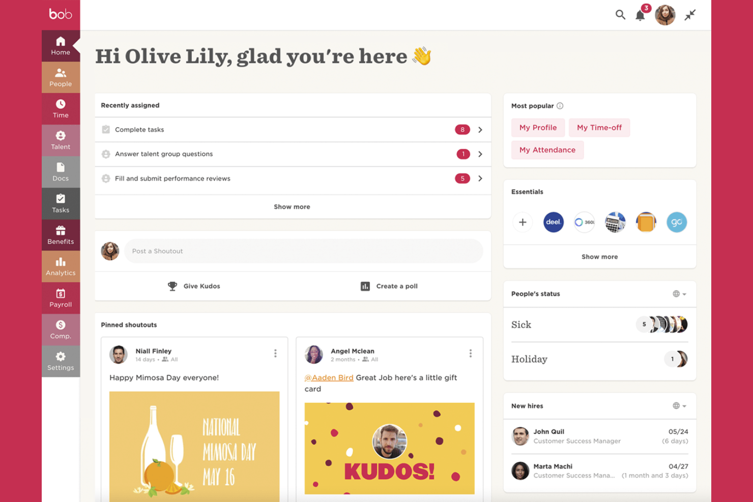 HiBob screenshot - 10 Mejores Alternativas a Lattice de 2026: Reseñadas