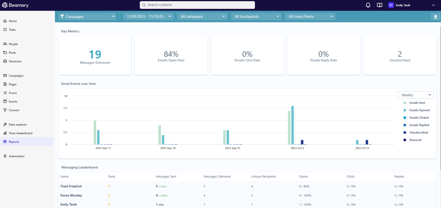 Beamery screenshot - Las 10 Mejores Plataformas de Mercado de Talentos Revisadas en 2026