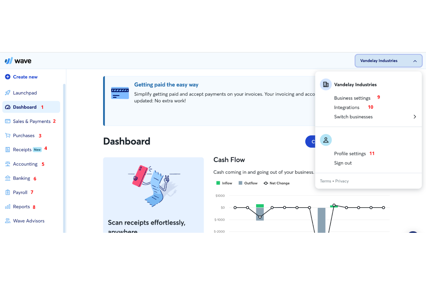 WAVE screenshot - Las 10 mejores alternativas a FreshBooks de 2026