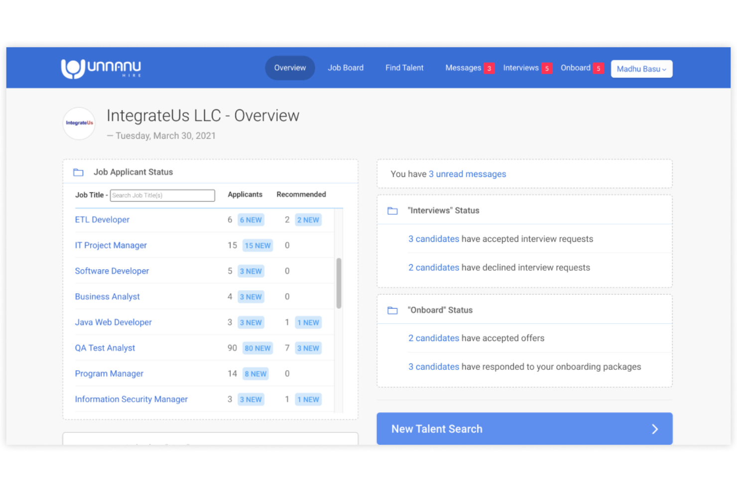 Unnanu Hire screenshot - 20 Mejores Software de Reclutamiento Legal para 2026