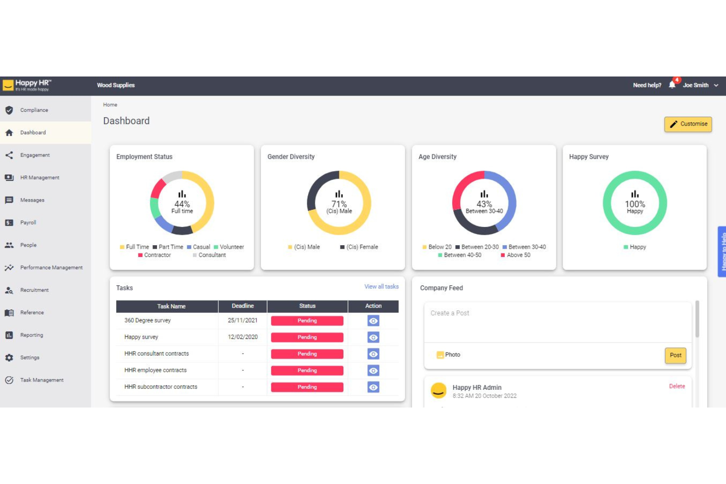 Happy HR screenshot - 10 Mejores Software de RRHH Integrados con QuickBooks en 2026