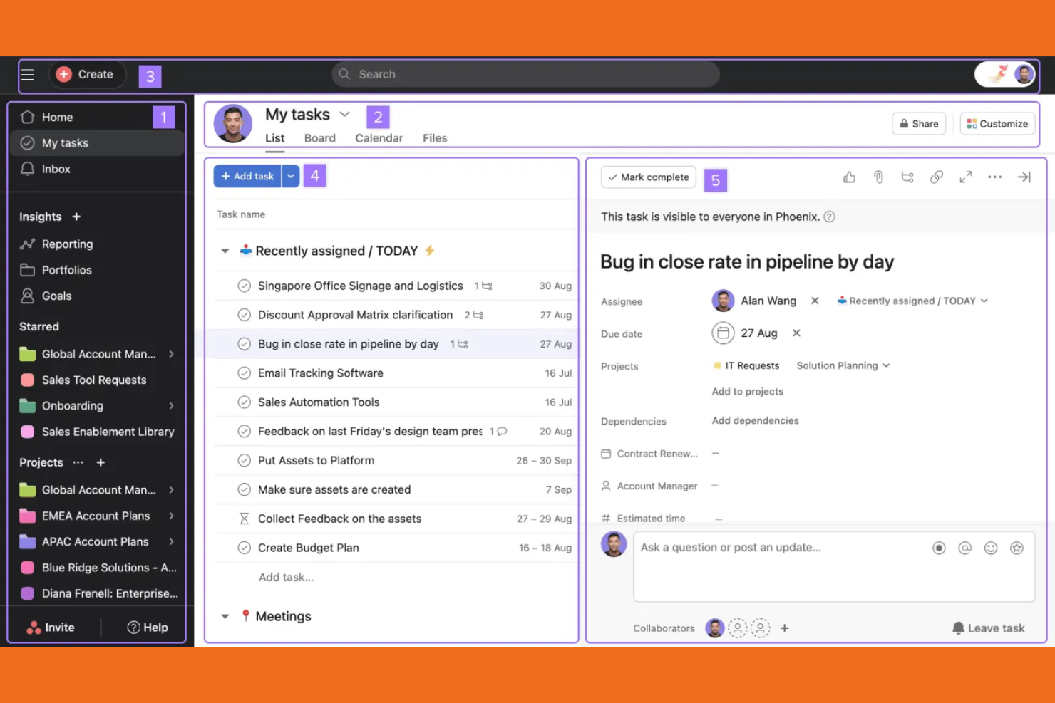 Asana screenshot - 24 Mejores Software de Gestión para Pequeñas Empresas Recomendados en 2026