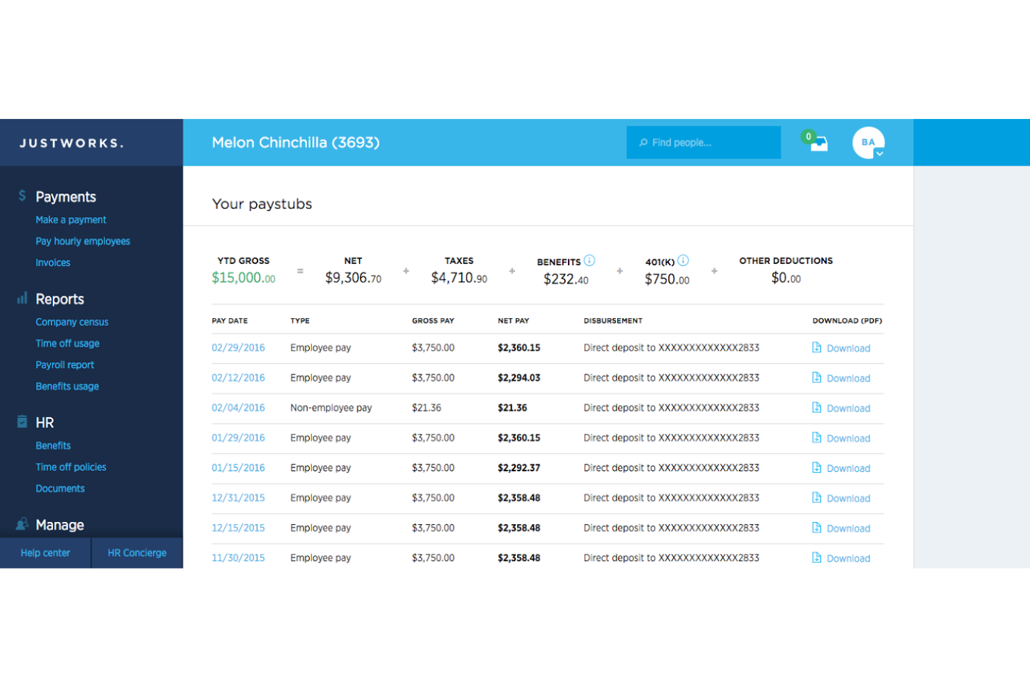 Justworks screenshot - 14 Mejores Programas de Nómina Baratos Analizados en 2026