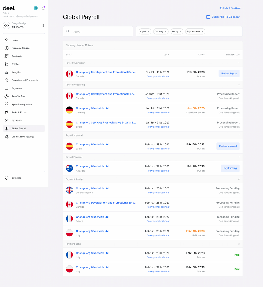 Deel HR screenshot - Los 10 mejores programas de RR. HH. para startups: reseñados en 2026