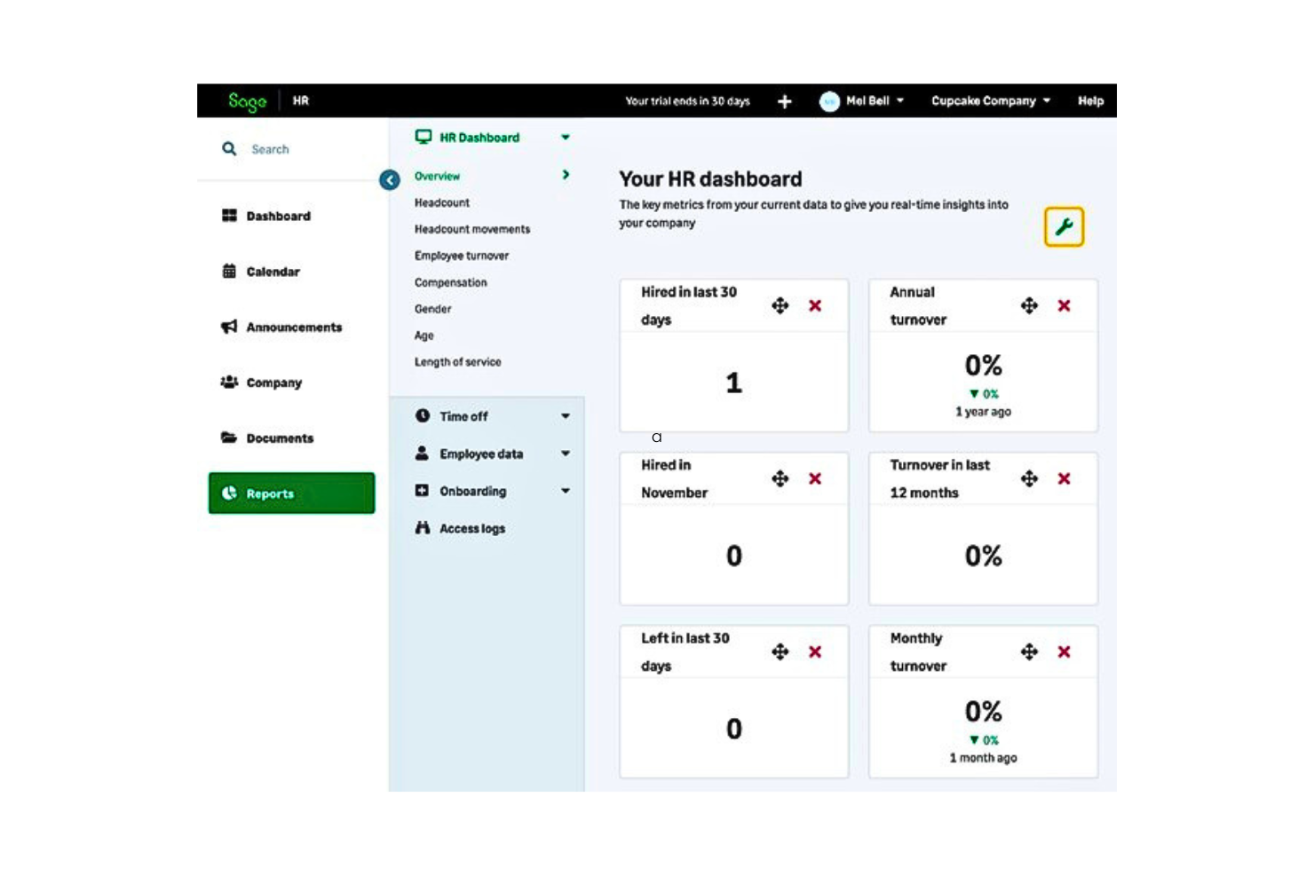 Sage HR screenshot - Los 10 Mejores Software de Reportes de RRHH de 2026