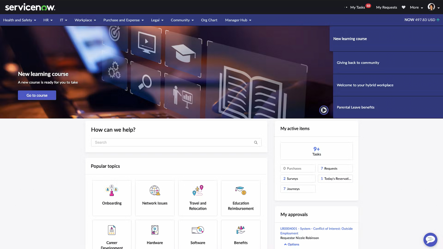 ServiceNow screenshot - Los 10 Mejores Sistemas de Ticketing para RRHH Analizados en 2026