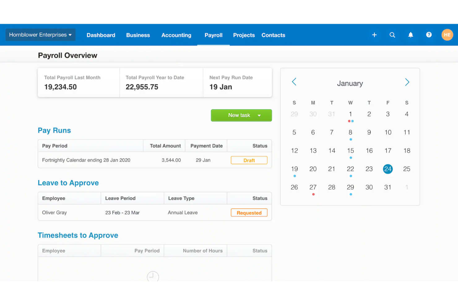 Xero screenshot - 10 mejores programas y servicios de nóminas para contadores 2026