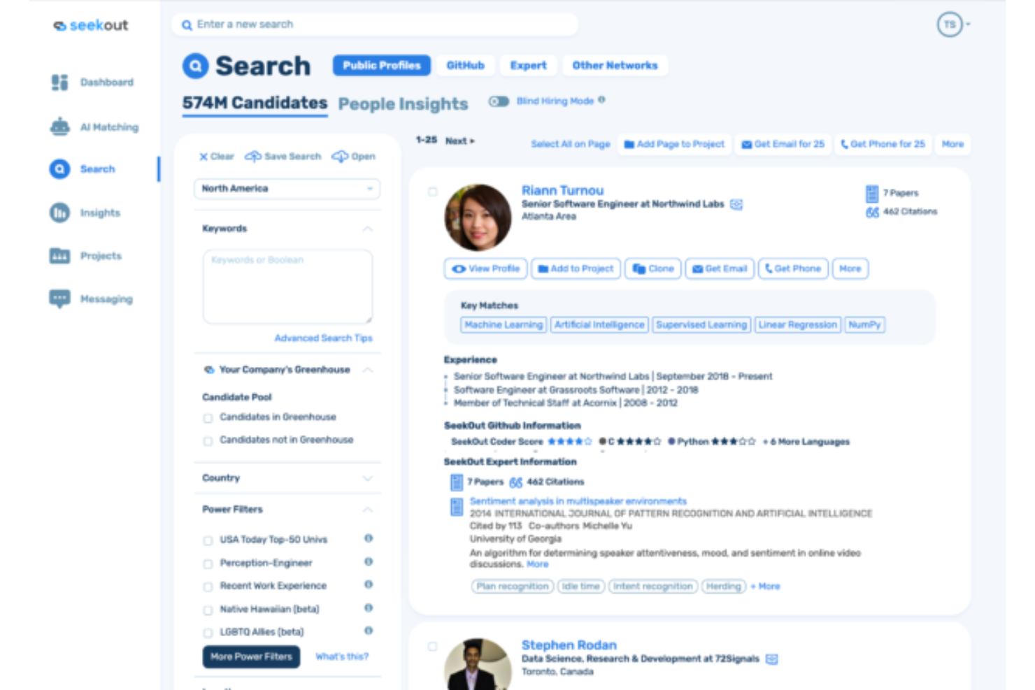 SeekOut screenshot - 10 Mejores Herramientas de Software de Reclutamiento Empresarial para 2026