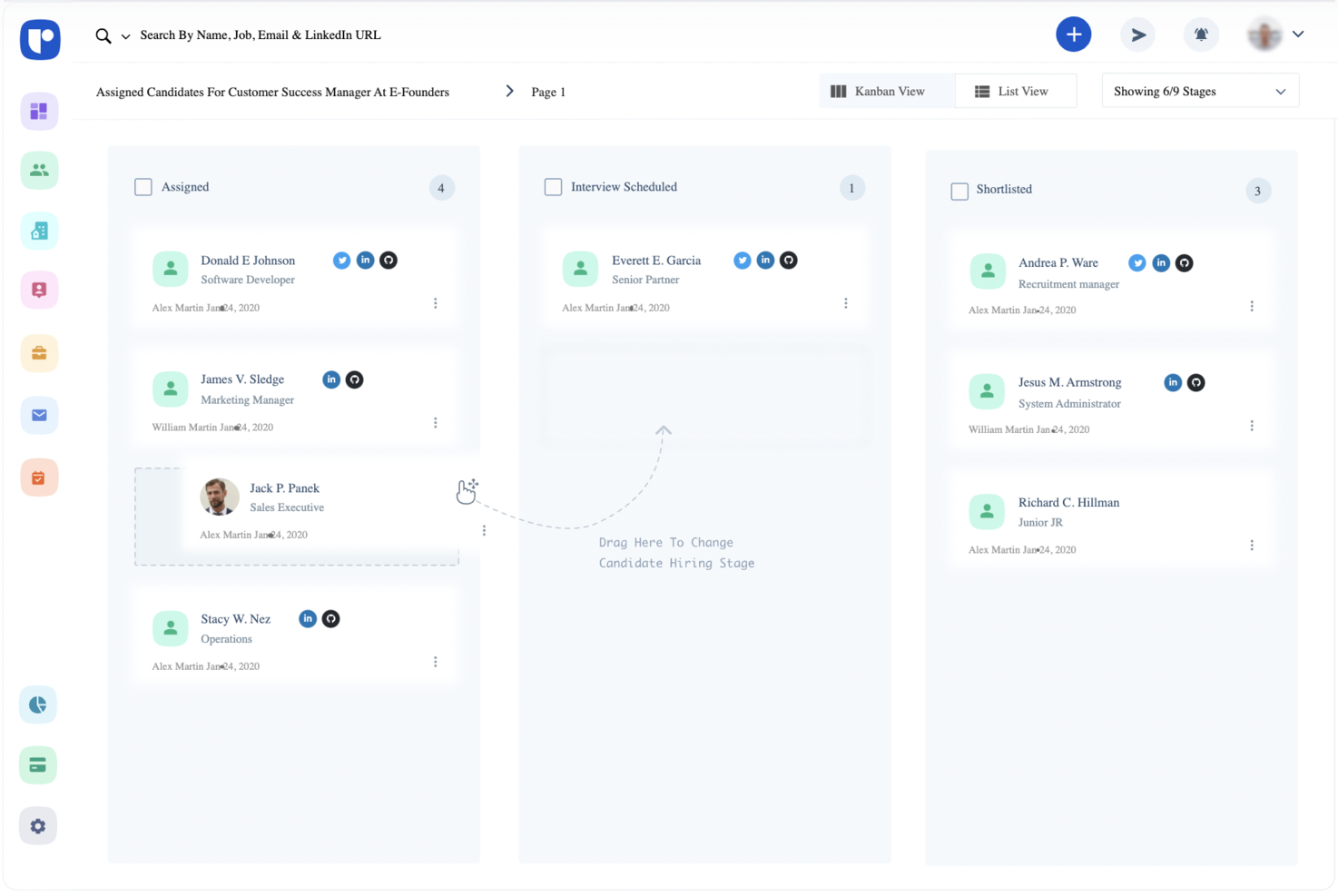 Recruit CRM screenshot - 10 Mejores Herramientas de Software de Reclutamiento Empresarial para 2026