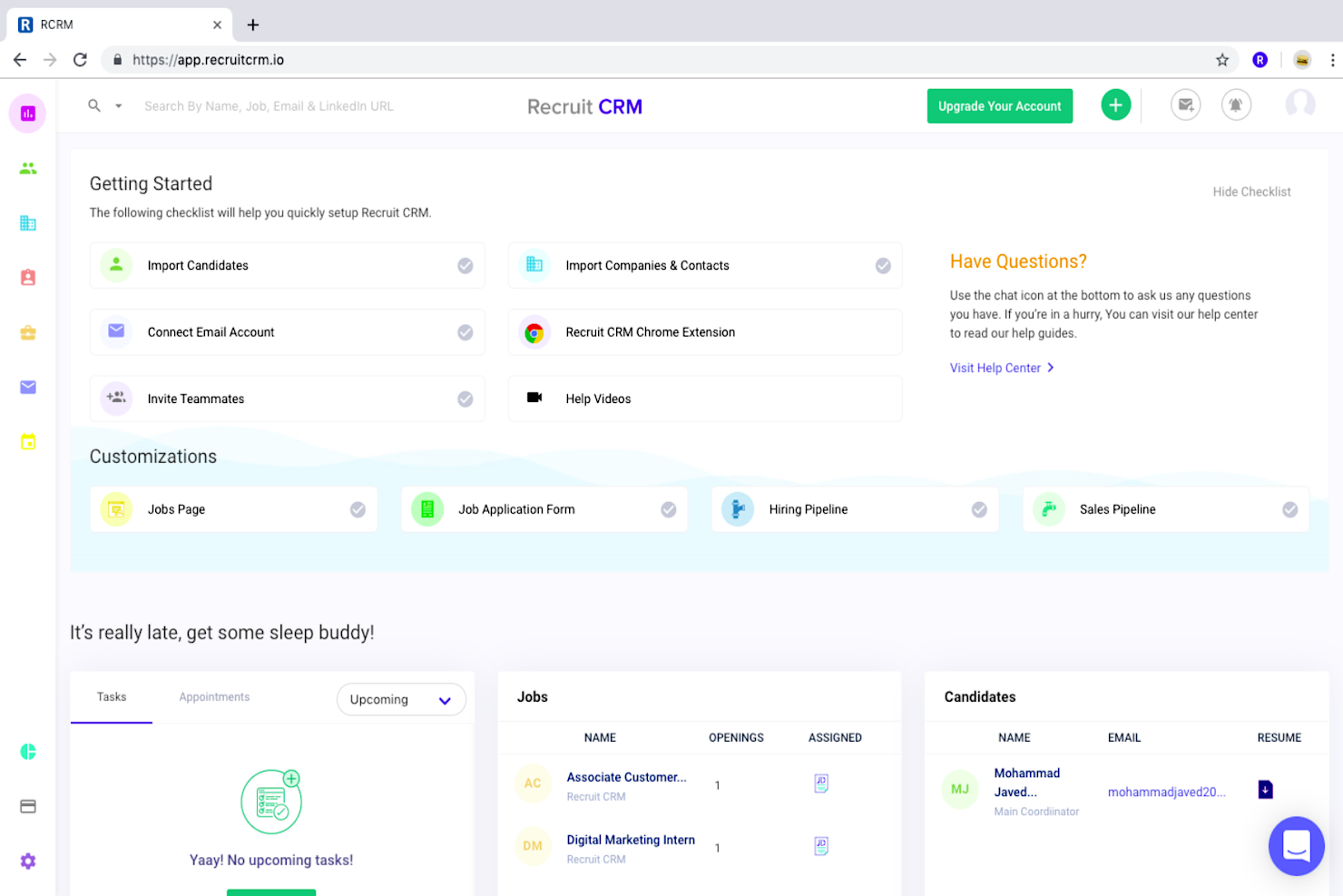 Recruit CRM screenshot - 10 Mejores Software de Automatización de Reclutamiento para Contratar en 2026