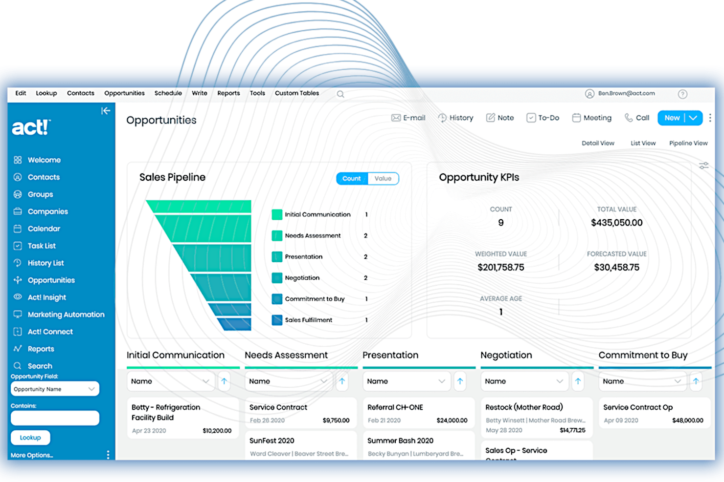 Act! screenshot - 10 Mejores Software CRM de Reclutamiento de 2026 para Atraer Talento