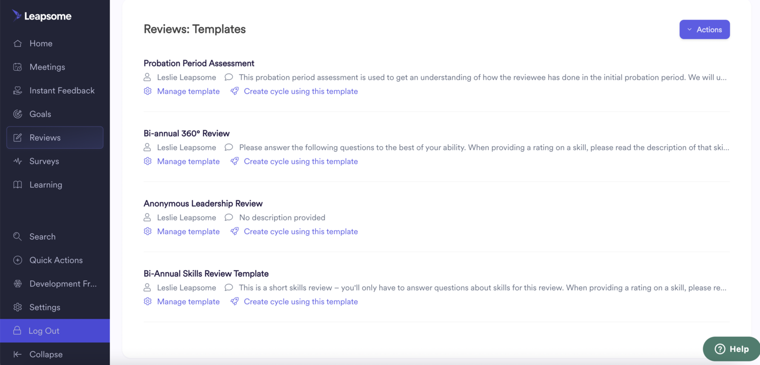 Leapsome screenshot - 10 Mejores Software de Evaluación de Empleados para Gerentes en 2026