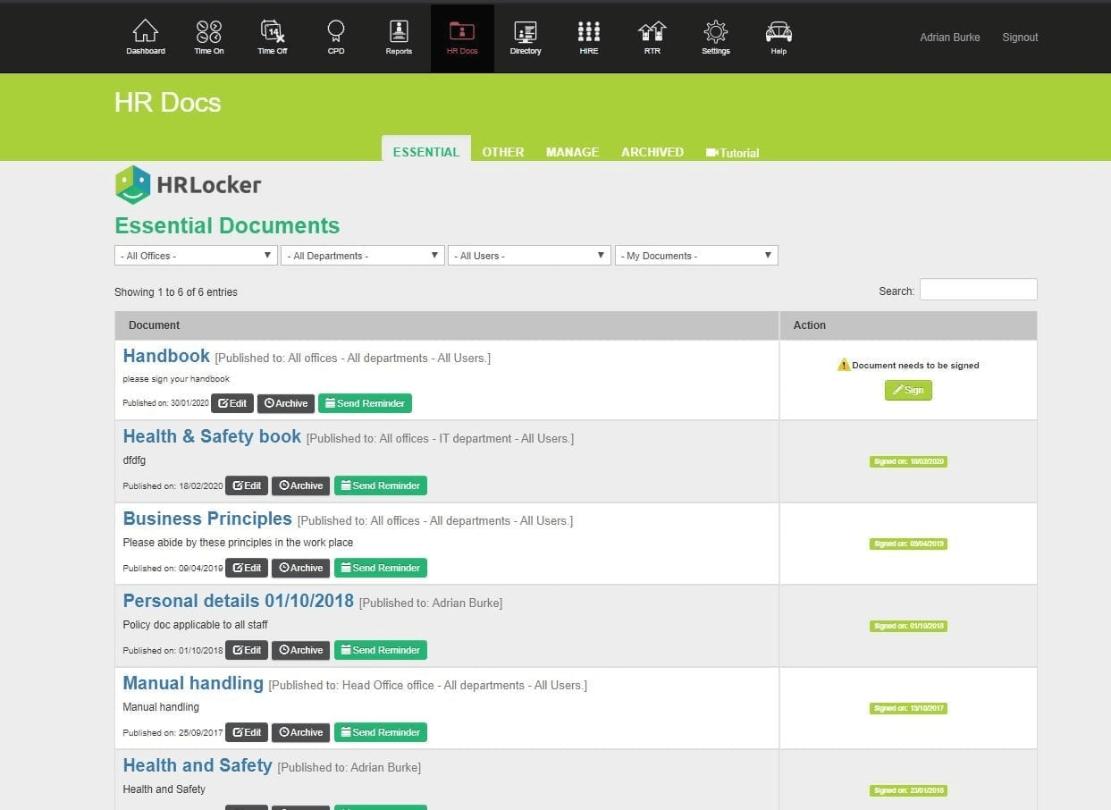 HRLocker screenshot - Los 10 mejores programas gratuitos de RR. HH. de 2026 para pymes con presupuesto limitado