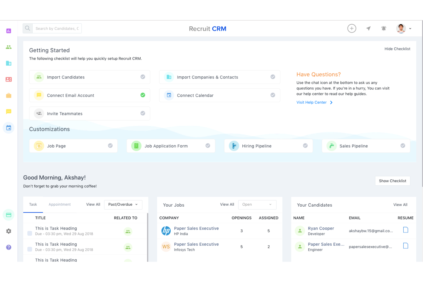 Recruit CRM screenshot - 10 Mejores Software de Reclutamiento en la Nube para Equipos de Contratación 2026