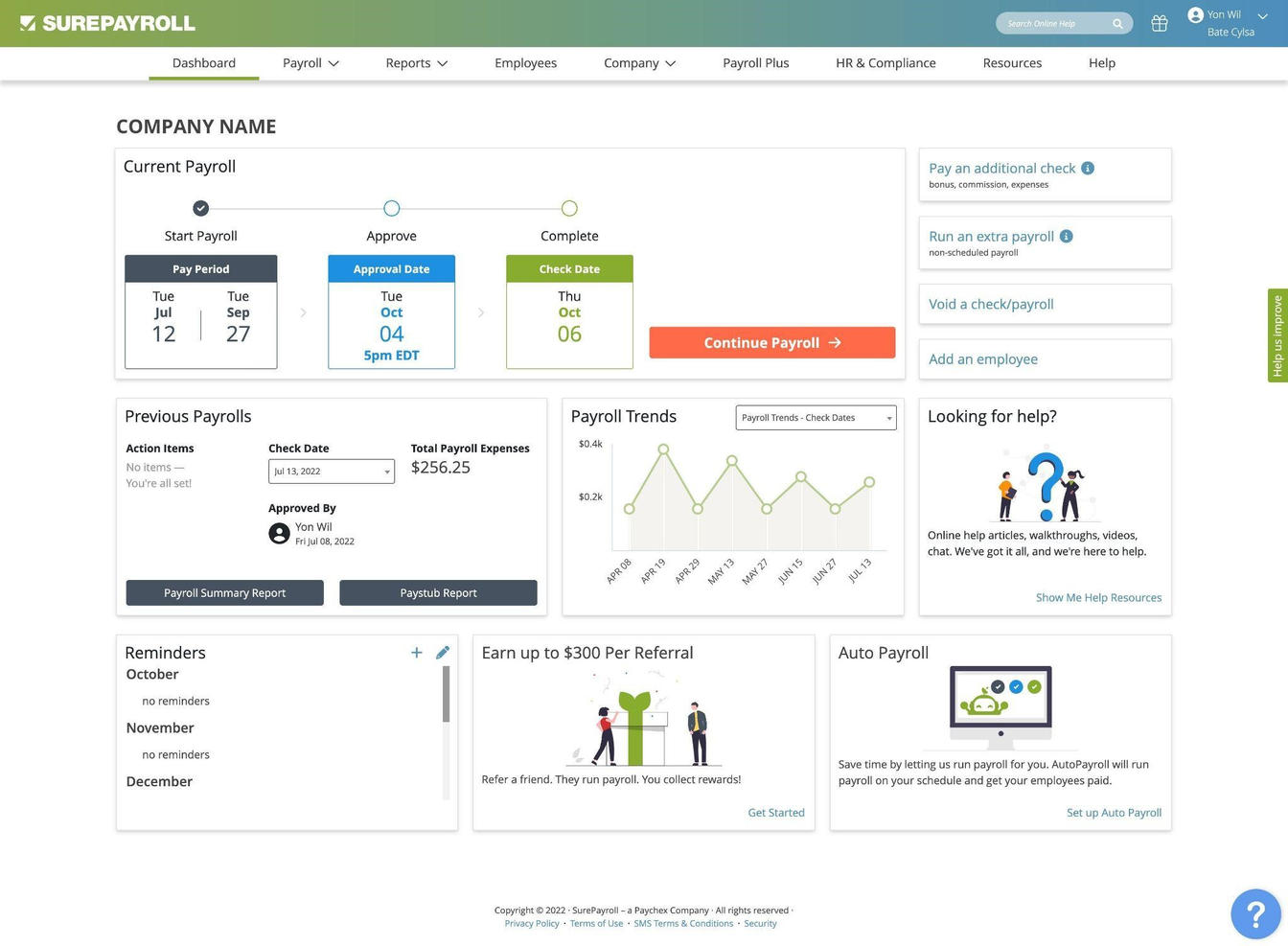 SurePayroll screenshot - 10 Mejores Programas de Nómina Gratuitos para PYMES con Presupuesto Limitado en 2026