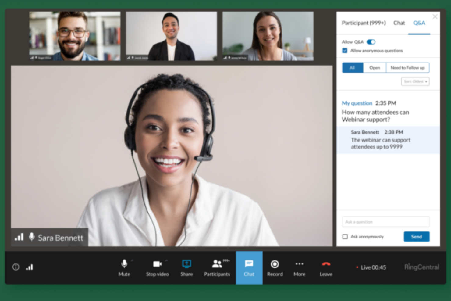 RingCentral Webinar screenshot - Los 20 Mejores Programas para Conferencias Virtuales en 2026