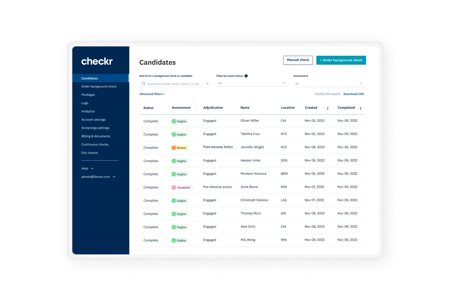 Checkr screenshot - 10 Software de Reclutamiento con IA para Aprovisionamiento en 2026