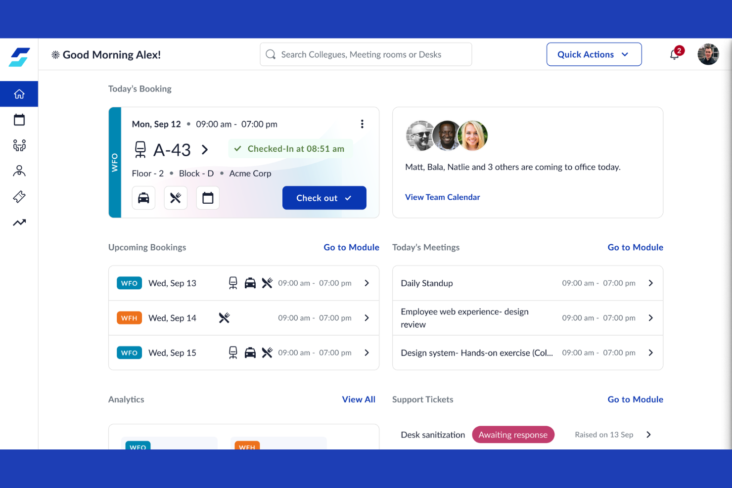 WorkInSync screenshot - 10 beste software voor het boeken van flexibele bureaus voor ondernemingen in 2026