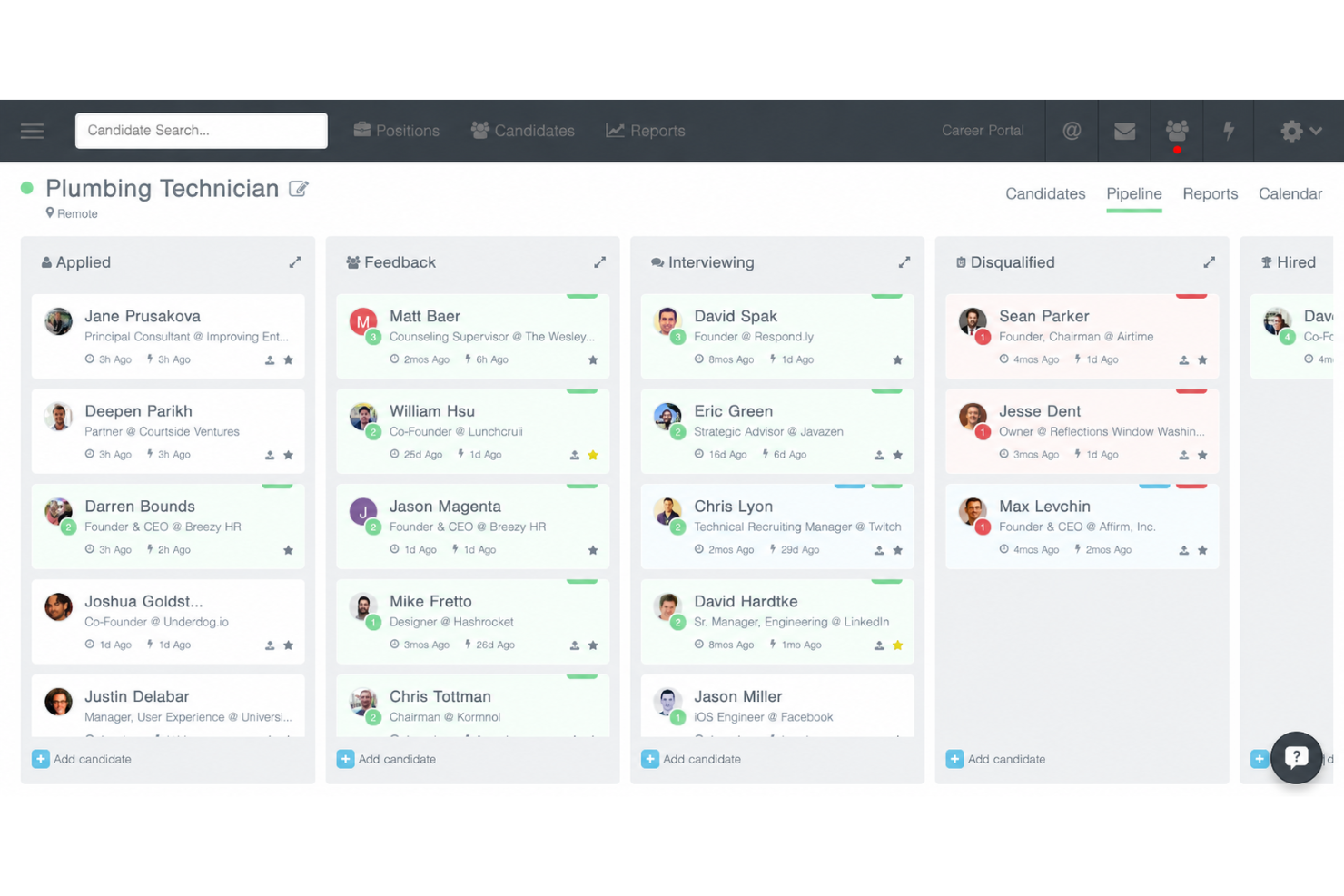 Breezy HR screenshot - 10 beste wervingssoftware voor loodgietersbedrijven in 2026