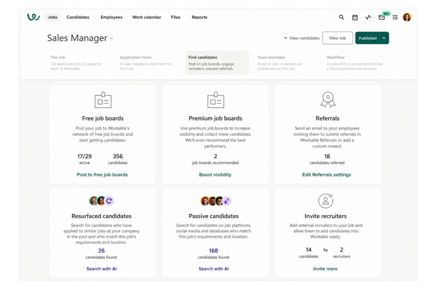 Workable screenshot - 10 beste wervingssoftware voor loodgietersbedrijven in 2026