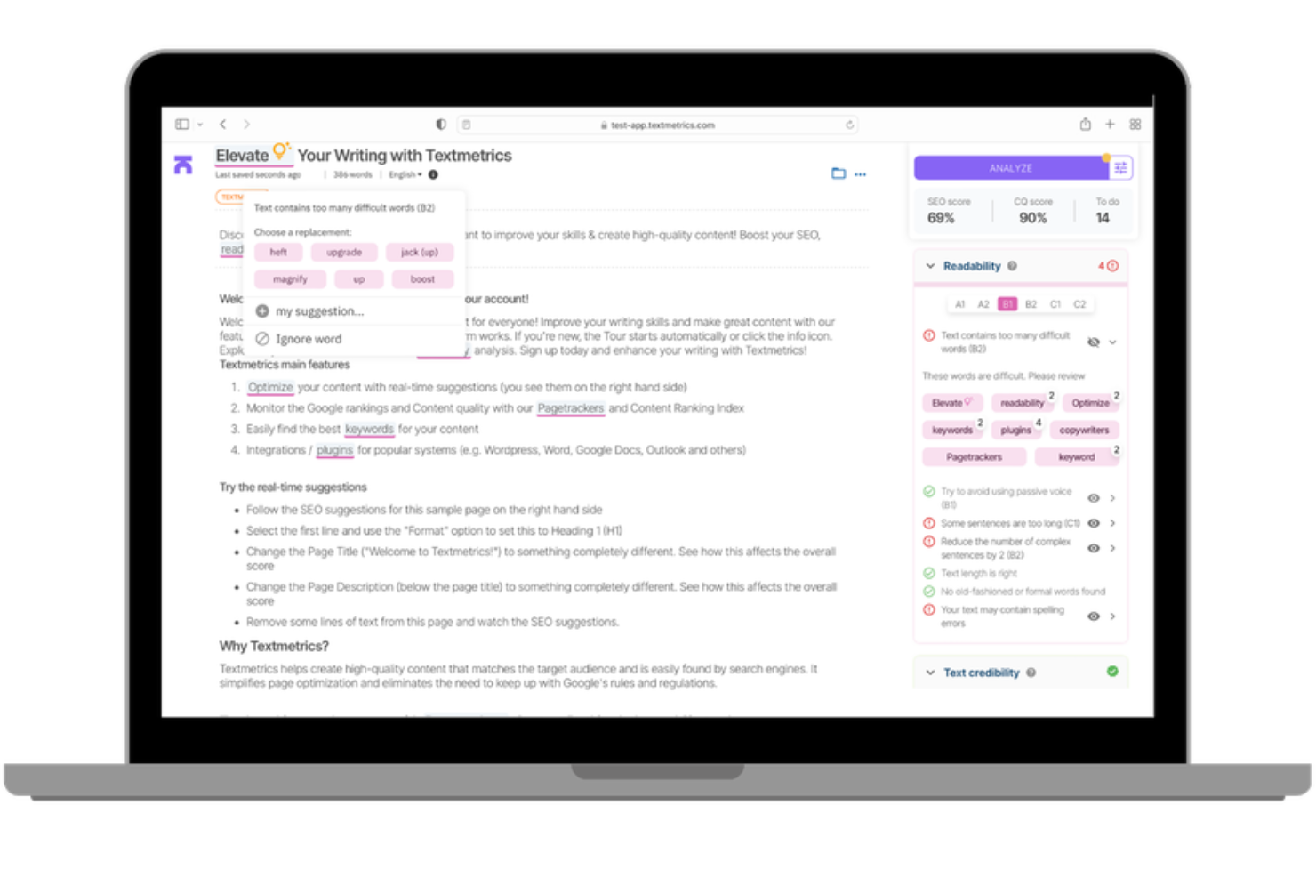 Textmetrics screenshot - 10 beste controles voor vooringenomenheid in vacatureteksten in 2026