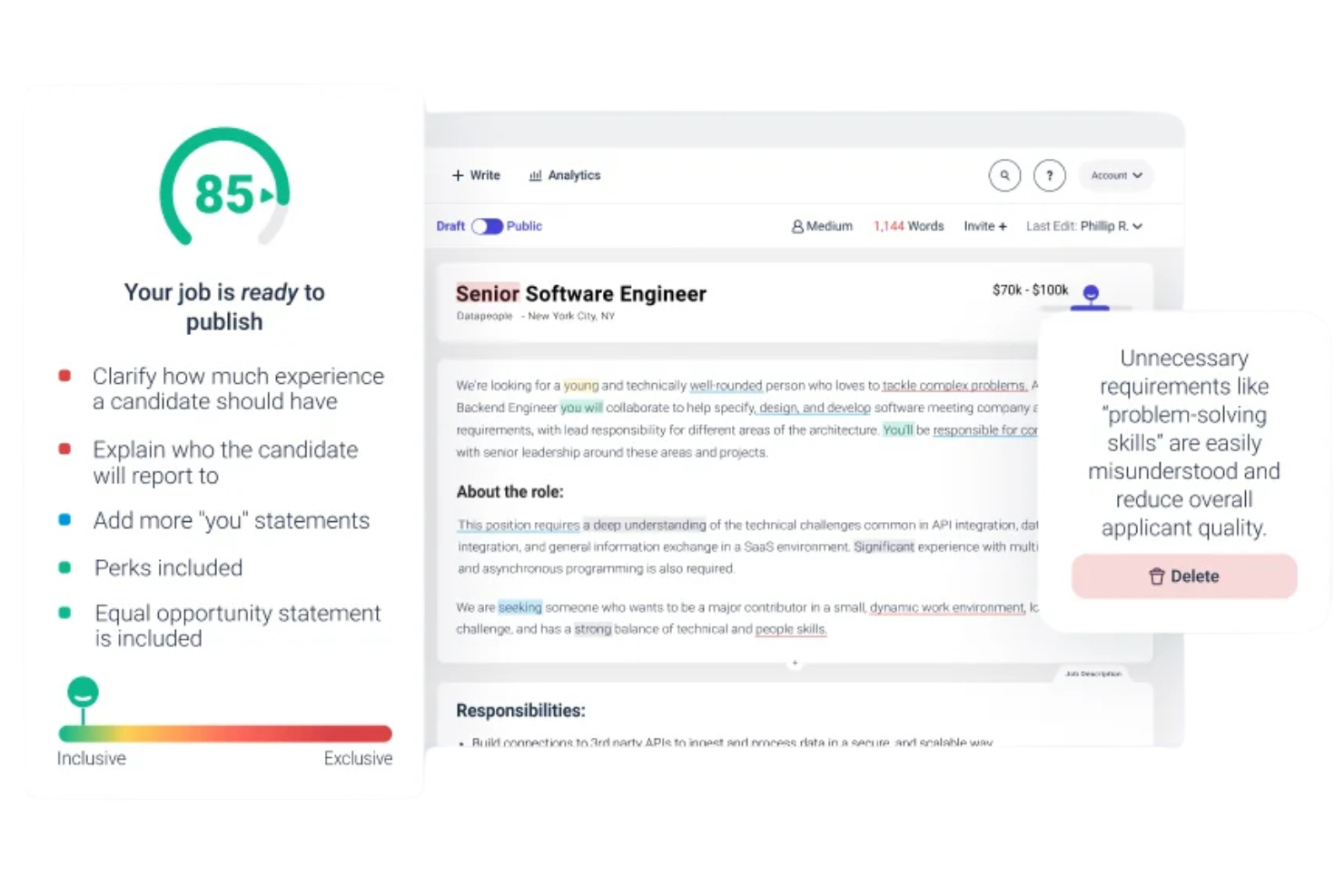 Datapeople screenshot - 10 beste controles voor vooringenomenheid in vacatureteksten in 2026