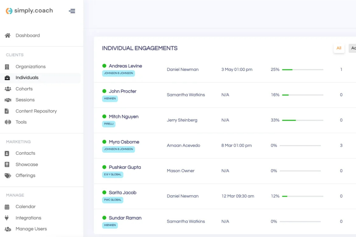 Simply.Coach screenshot - 16 beste software voor loopbaancoaching in 2026