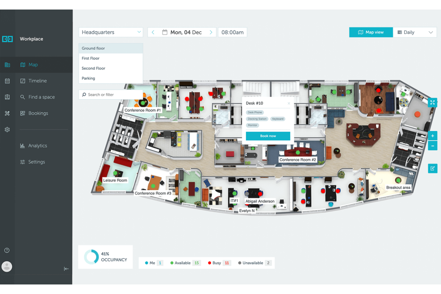 YAROOMS screenshot - 10 beste AI-software voor kantoorruimtebeheer in 2026
