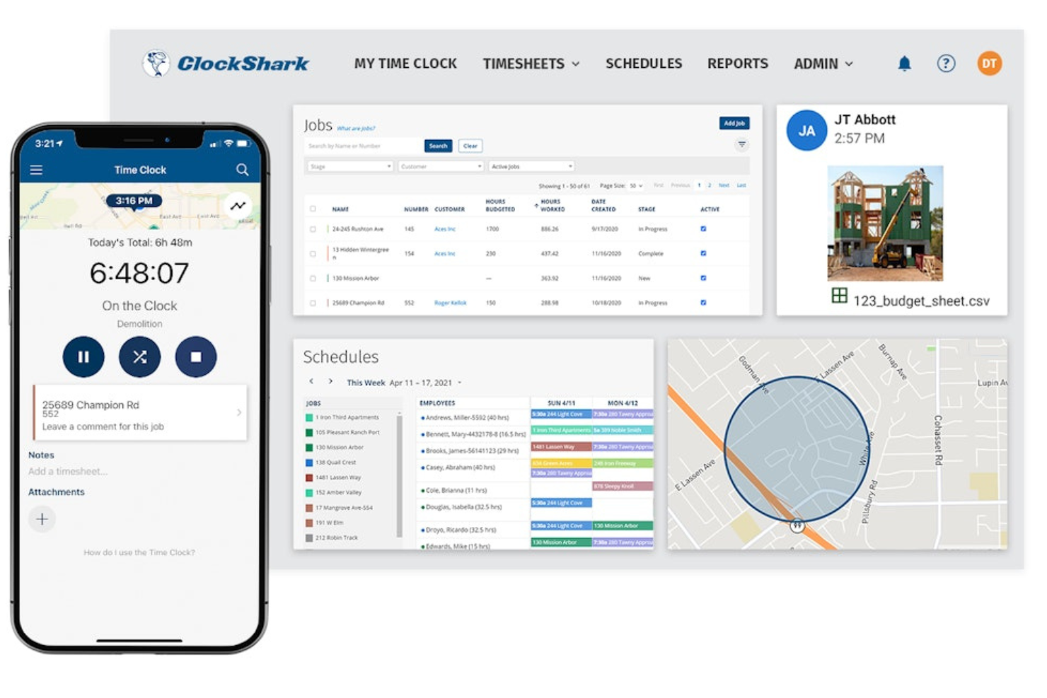 ClockShark screenshot - 10 beste software voor het werven van schilders in 2026