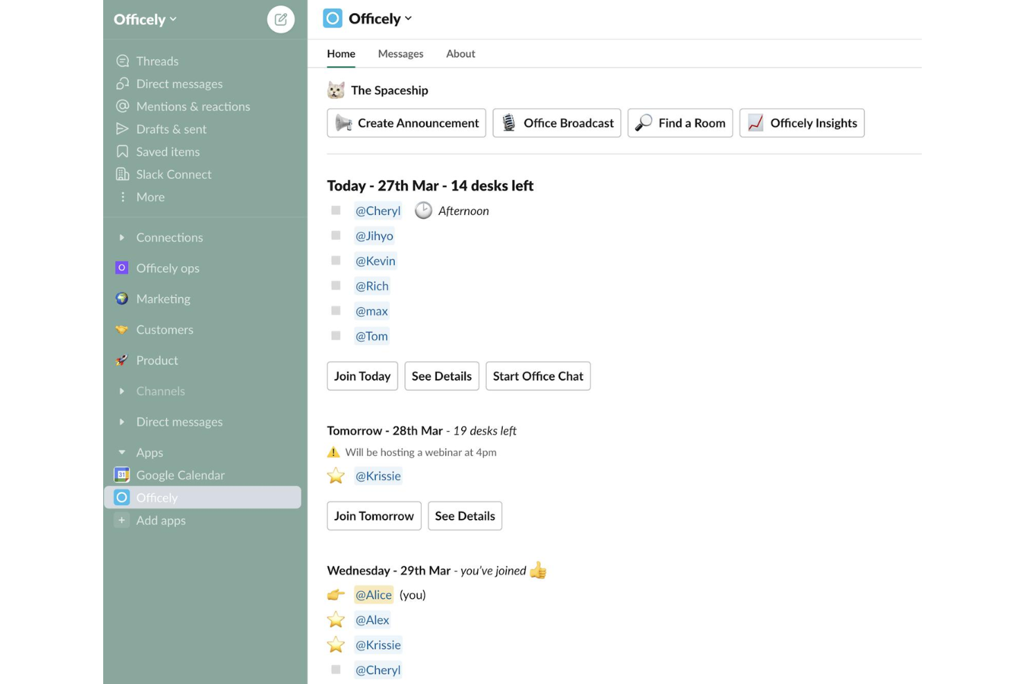 Officely screenshot - 10 beste softwareoplossingen voor het beheer van hybride werkplekken in 2026