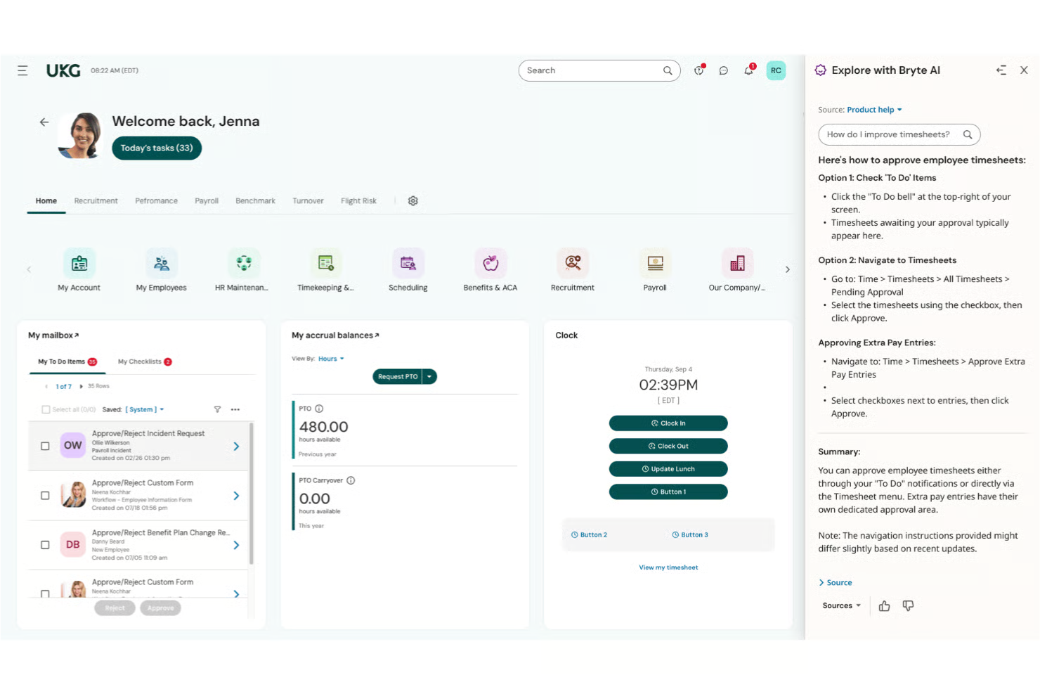 UKG Pro screenshot - 10 beste software voor personeelsbeheer voor de horeca in 2026