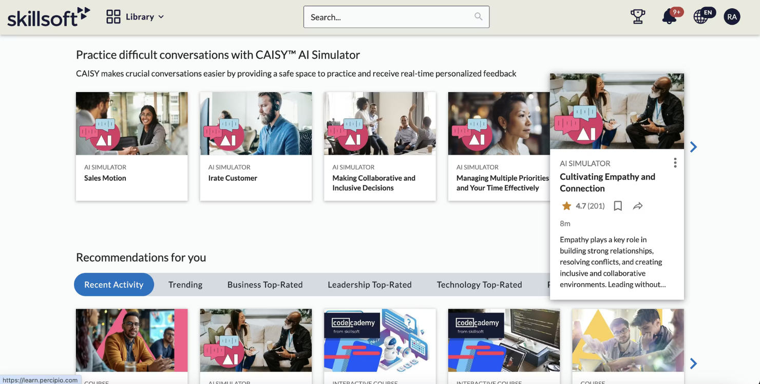 Skillsoft screenshot - 10 beste software voor competentiebeheer in 2026