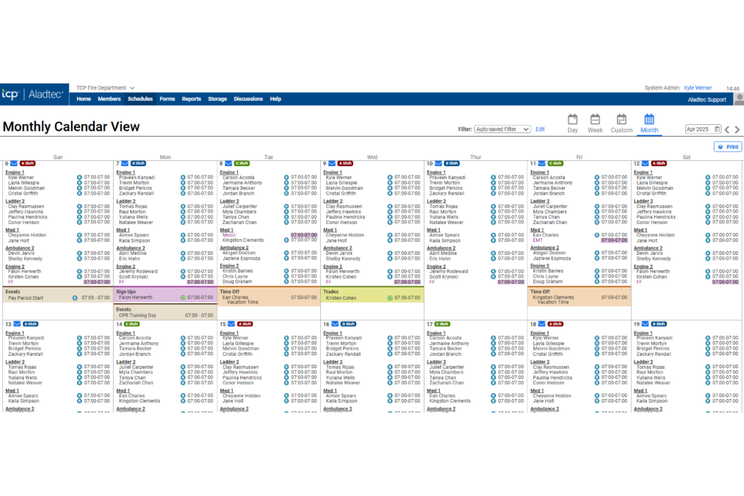 Aladtec screenshot - 10 beste software voor de roostering van brandweerkorpsen in 2026
