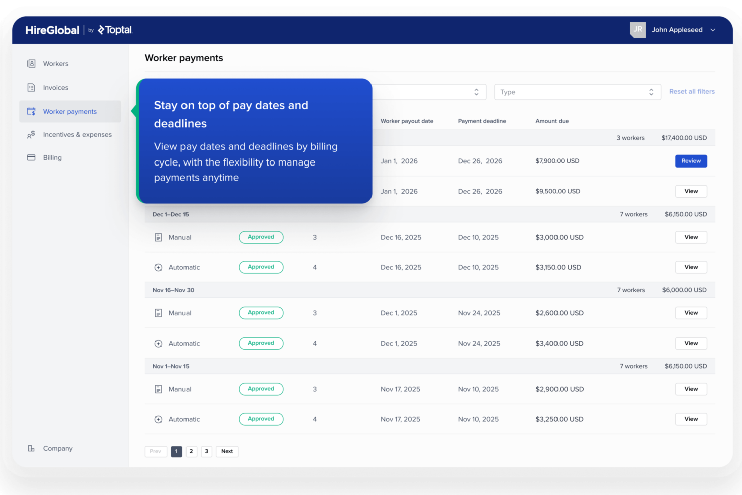 HireGlobal screenshot - 10 beste EOR-aanbieders voor digitale dienstverleningsbedrijven in 2026