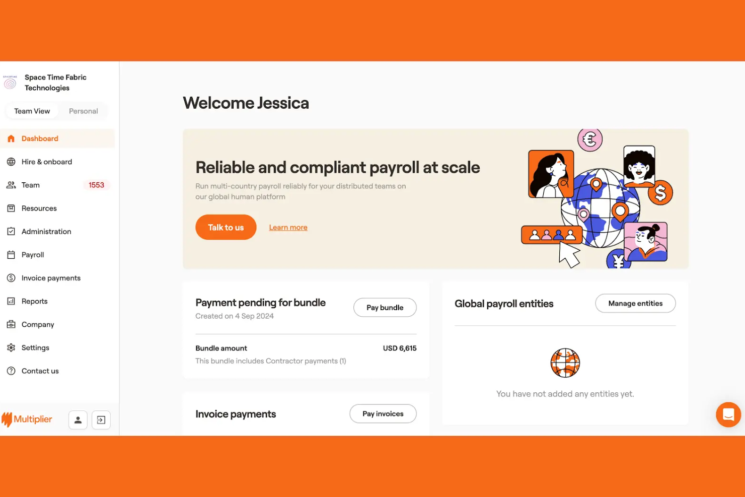 Multiplier screenshot - 10 beste diensten voor formeel werkgeverschap in Mexico in 2026