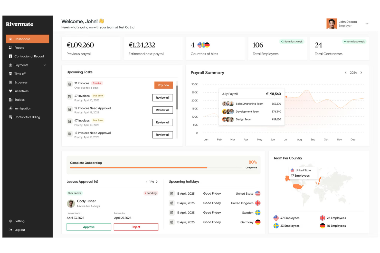Rivermate screenshot - 10 beste diensten voor formeel werkgeverschap in Griekenland in 2026