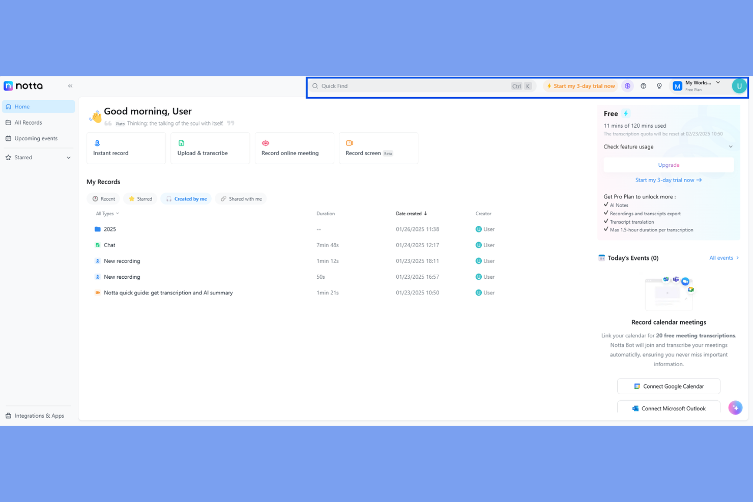 Notta screenshot - 10 Beste AI-tools voor vergadersamenvattingen voor 2026