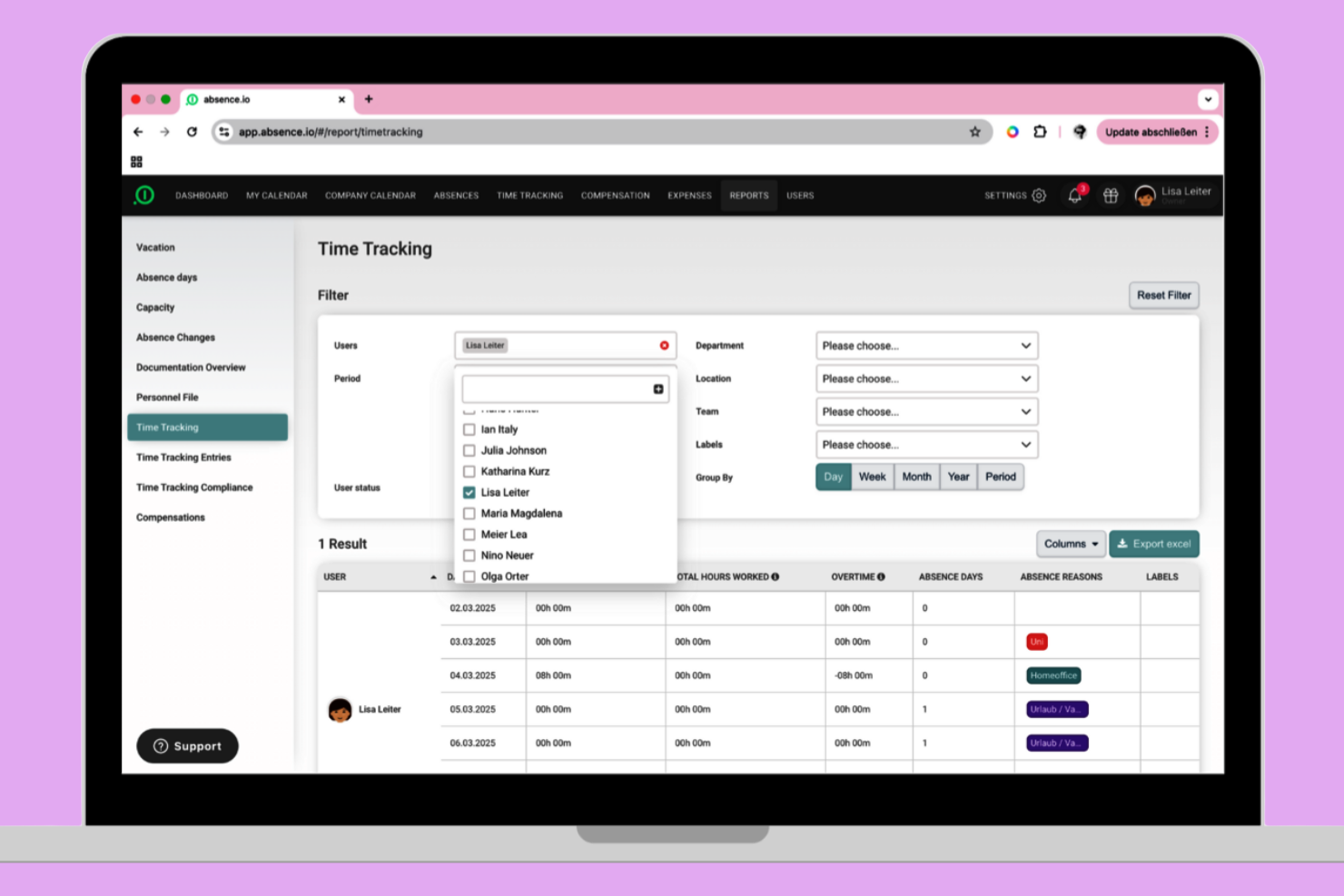 Absence.io screenshot - 10 beste oplossingen voor software voor afwezigheidsbeheer voor 2026