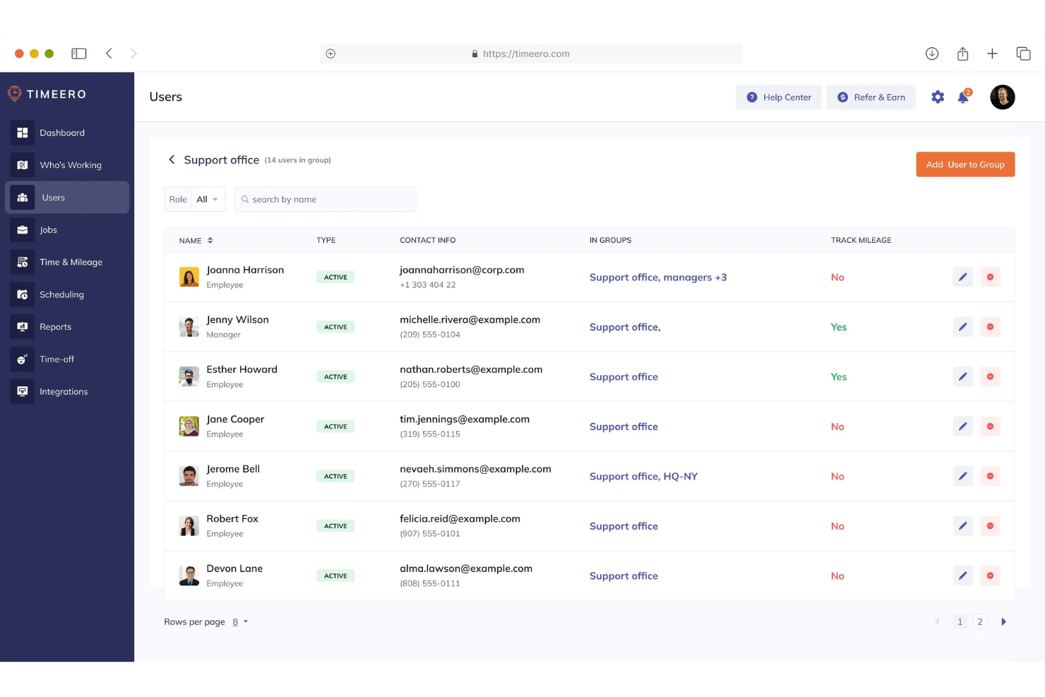 Timeero screenshot - 10 softwareprogramma’s voor kilometerregistratie voor 2026