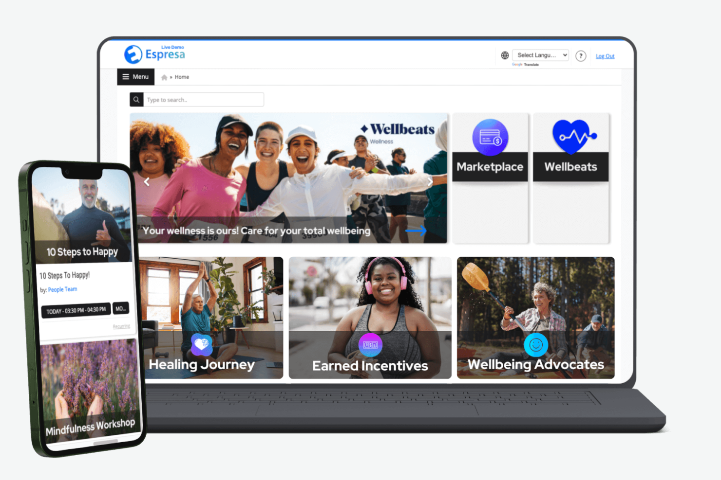 Espresa screenshot - 10 beste AI-software voor welzijn van werknemers in 2026