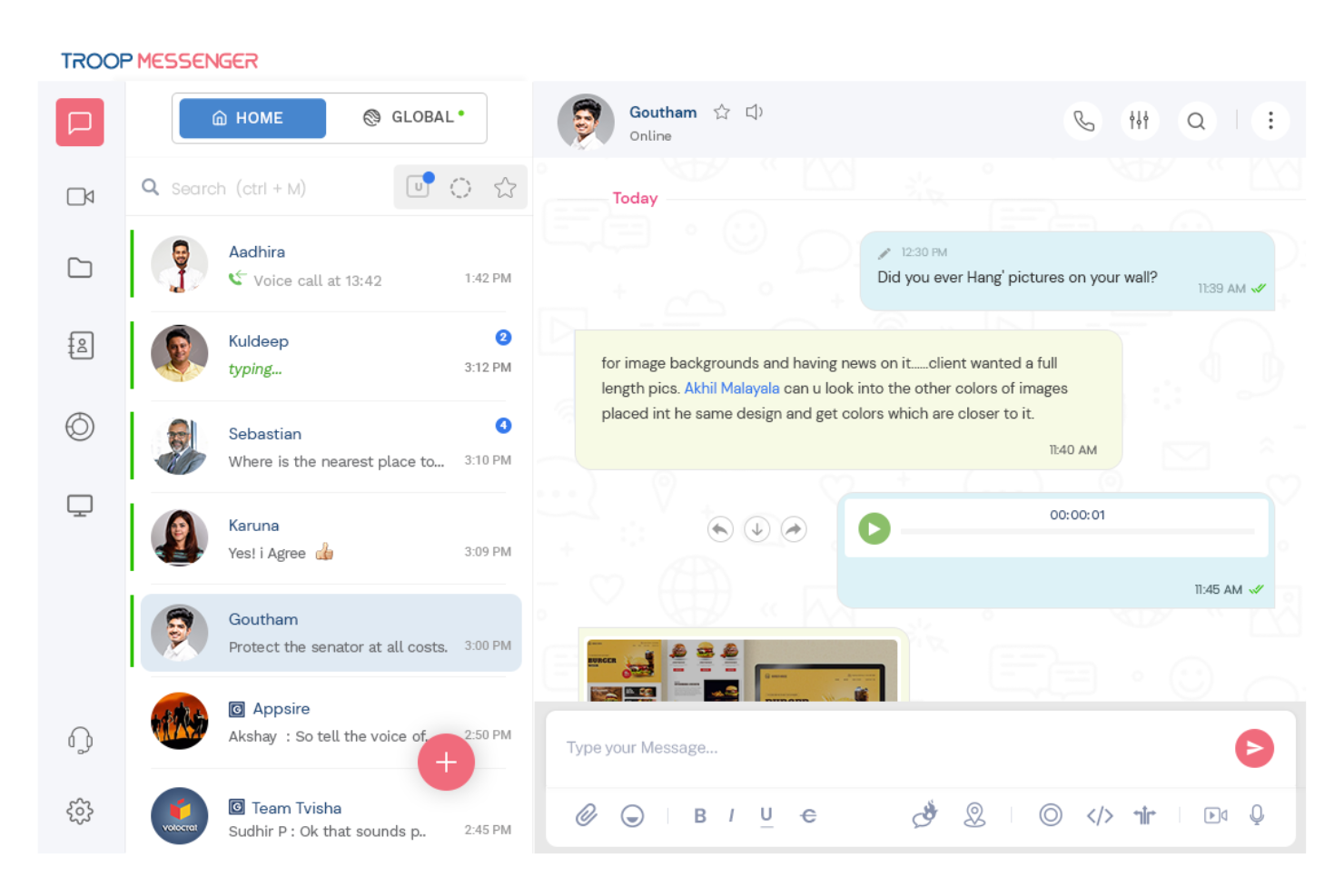 Troop Messenger screenshot - 10 interne communicatiemiddelen voor 2026